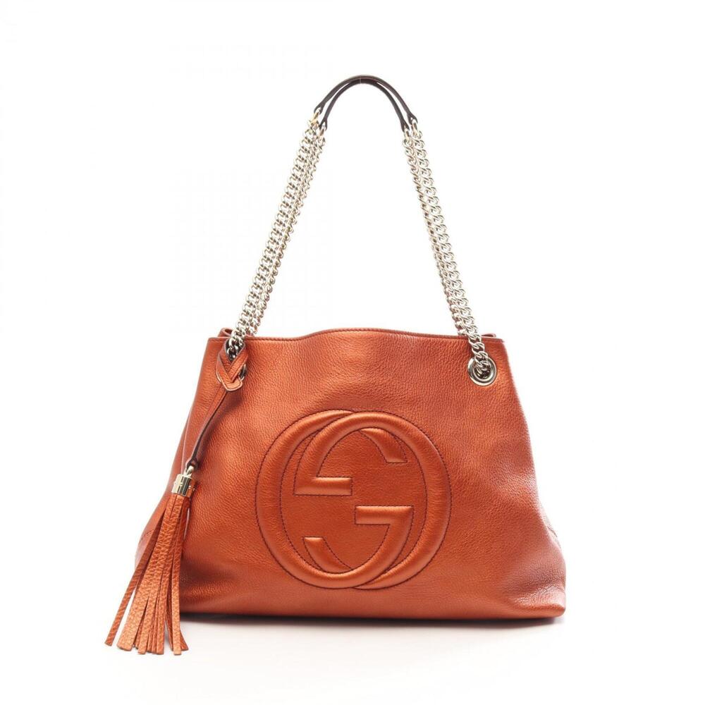 Gucci Soho Interlocking G Shoulder Bag Handbag Leather Women's Bordeaux 308982